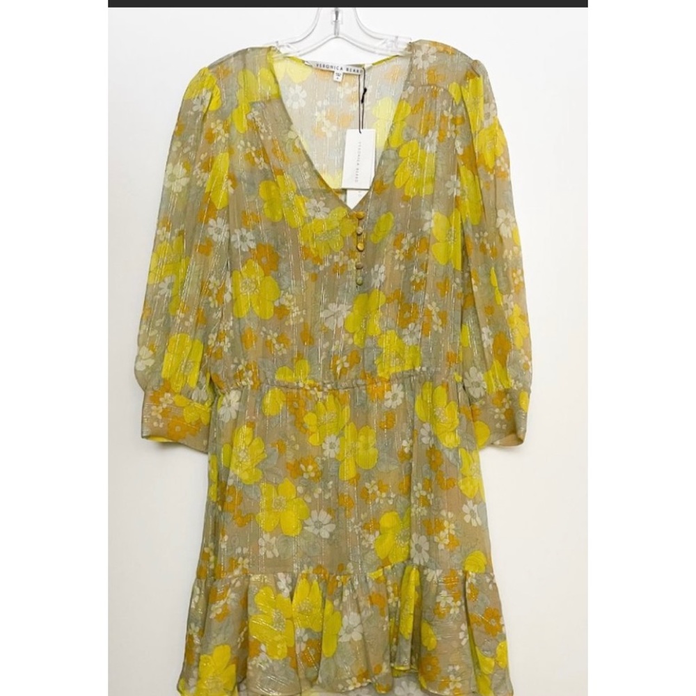 COPY - Veronica Beard Cybil Floral Minidress Yellow Gold